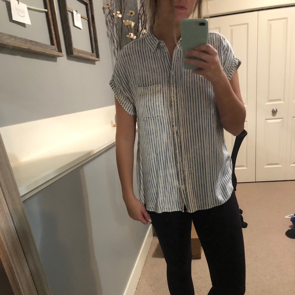 Blue and white striped shirt